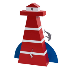  Clock - 'Dolphin Lighthouse' (Red) Clock by Progetti - Cuckoo Collections