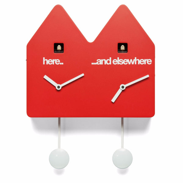  Cuckoo Clock - 'Double Q' Cuckoo Clock (Red) by Progetti - Cuckoo Collections