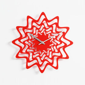  Clock - 'Flux' (Fluorescent Red) Clock by Progetti - Cuckoo Collections