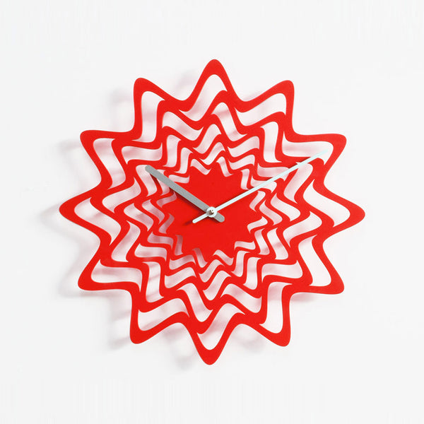  Clock - 'Flux' (Fluorescent Red) Clock by Progetti - Cuckoo Collections