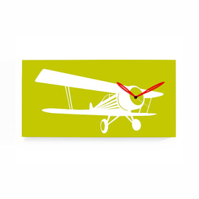  Clock - 'Flyer Waco' (Green & White) Clock by Progetti - Cuckoo Collections