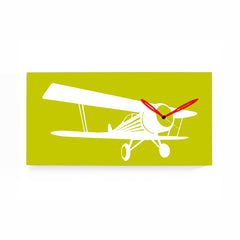  Clock - 'Flyer Waco' (Green & White) Clock by Progetti - Cuckoo Collections