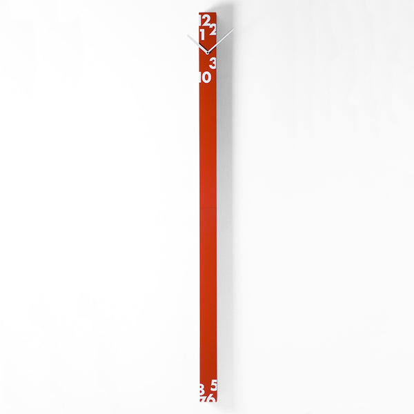  Clock - 'Ill Tempo Stringe Vertical' (Red) Clock by Progetti - Cuckoo Collections