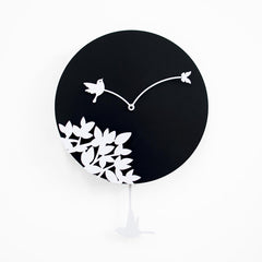  Clock - Little Bird's Story (Black & White) Pendulum Clock by Progetti - Cuckoo Collections