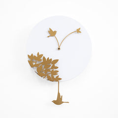  Clock - Little Bird's Story (White & Gold) Pendulum Clock by Progetti - Cuckoo Collections