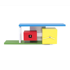  Cuckoo Clock - 'Mies' Cuckoo Clock (Blue, red, yellow, green) by Progetti - Cuckoo Collections