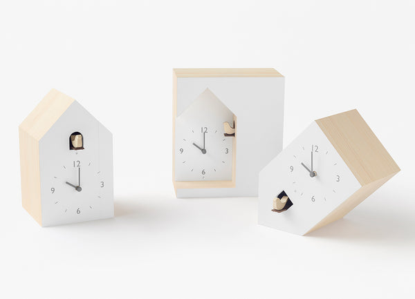 'Bookend' Table Cuckoo Clock (White) by Lemnos