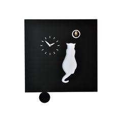  Cuckoo Clock - 'Cucu Cat' Cuckoo Clock (Black & White) by Pirondini - Cuckoo Collections