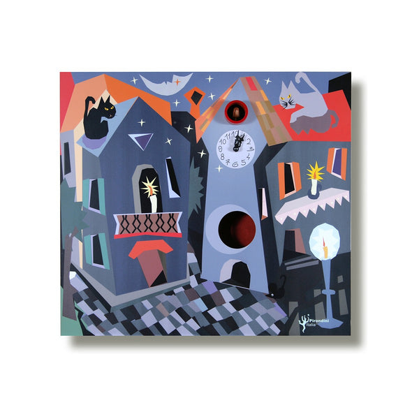  Cuckoo Clock - 'Cucu Nel Vilaggio' Cuckoo Clock (Print) by Pirondini - Cuckoo Collections
