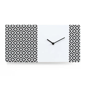  Clock - 'Pattern & Partner' (White & Black) Clock by Progetti - Cuckoo Collections