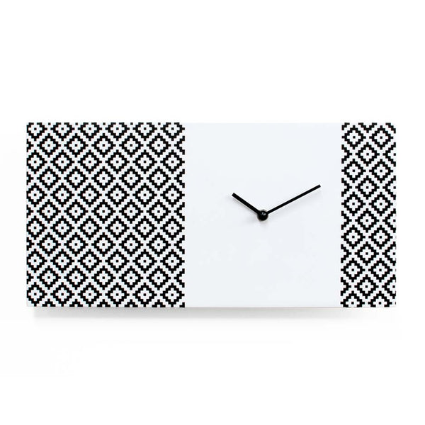  Clock - 'Pattern & Partner' (White & Black) Clock by Progetti - Cuckoo Collections