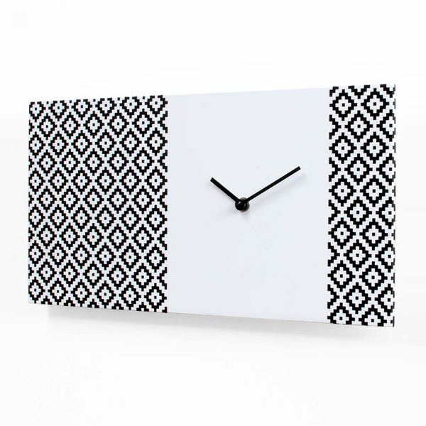  Clock - 'Pattern & Partner' (White & Black) Clock by Progetti - Cuckoo Collections