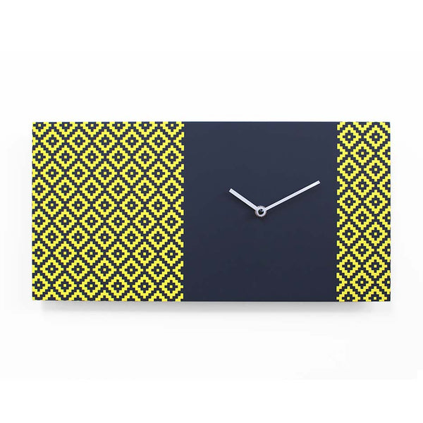  Clock - 'Pattern & Partner' (Yellow & Black) Clock by Progetti - Cuckoo Collections