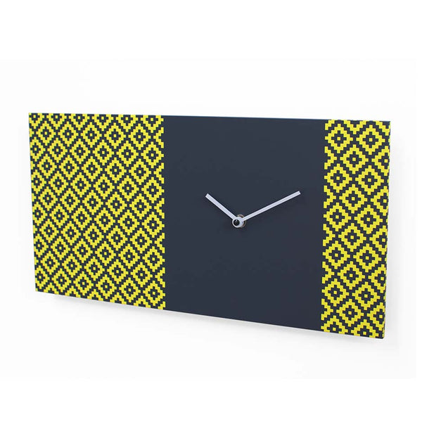  Clock - 'Pattern & Partner' (Yellow & Black) Clock by Progetti - Cuckoo Collections
