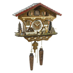  Cuckoo Clock - Chalet style quartz cuckoo clock with moving blacksmith & mill wheel with music 34 cm by Trenkle Uhren - Cuckoo Collections