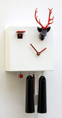  Cuckoo Clock - 'Cube Deer'  Modern Art Style Cuckoo Clock 8 day movement (White & Red) by Rombach & Haas - Cuckoo Collections