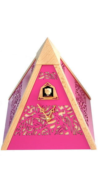  Cuckoo Clock - 'Pyramid' Modern Art Style Cuckoo Clock Quartz (Pink) by Rombach & Haas - Cuckoo Collections