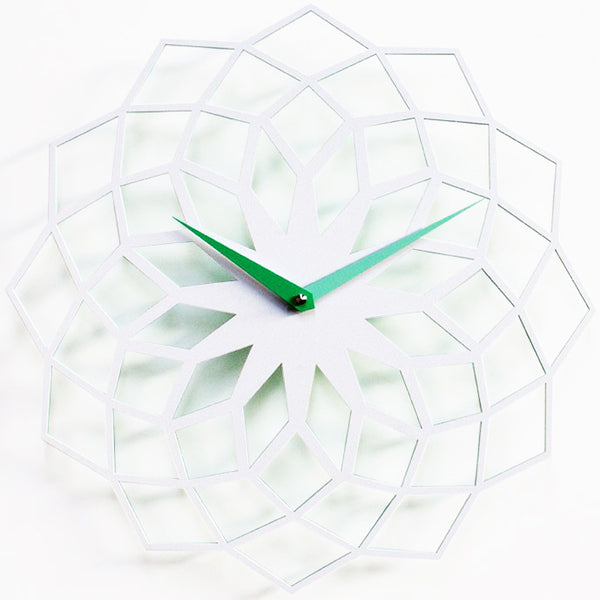 Clock - 'Skallop' (Green & White) Clock by Progetti - Cuckoo Collections