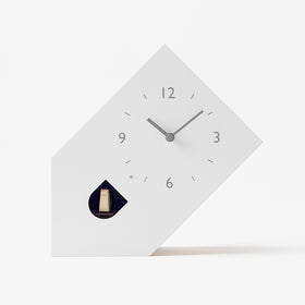 'Tilt' Table Cuckoo Clock (White) by Lemnos