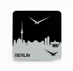  Clock - 'Time Travel Berlin' (Black & Grey) Clock by Progetti - Cuckoo Collections