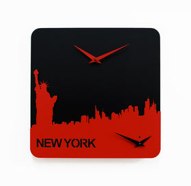  Clock - 'Time Travel New York' (Black & Red) Clock by Progetti - Cuckoo Collections