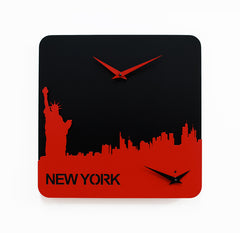  Clock - 'Time Travel New York' (Black & Red) Clock by Progetti - Cuckoo Collections