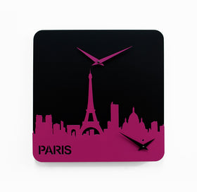  Clock - 'Time Travel Paris' (Black & Purple) Clock by Progetti - Cuckoo Collections