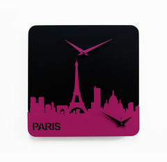  Clock - 'Time Travel Paris' (Black & Purple) Clock by Progetti - Cuckoo Collections