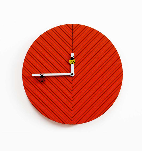  Clock - 'Time2Bugs' (Dark Orange Red) Clock by Progetti - Cuckoo Collections